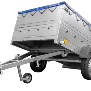 Kfz Anhänger 750 kg Garden Trailer 201 KIPP mit zusätzlichen Bordwänden, Stützrad und blauer Flachplane-Neu